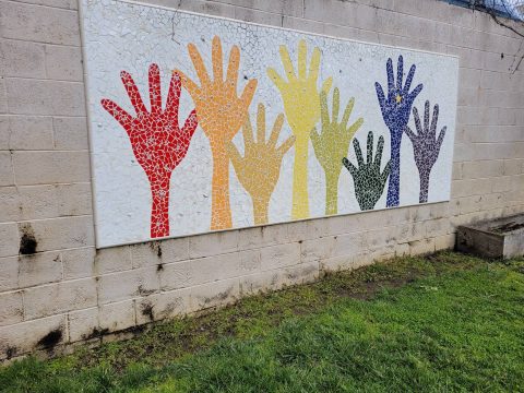 photo of banner hanging on wall
